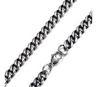 DonDon Collana da Uomo Acciaio Inossidabile Argento-Nero Lunghezza 52 cm - Larghezza 0,6 cm