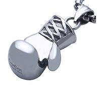 DonDon Collana da uomo con ciondolo a forma di guantone da boxe, in acciaio inox, con sacchetto nero e acciaio inossidabile, colore: argento, cod. AU05-EM52_us