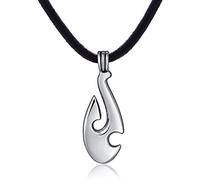 DonDon Collana da Uomo in Cuoio Pelle 50 cm con Pendente in Acciaio Inossidabile Surfer Tribe-Bone