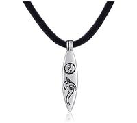 DonDon Collana da Uomo in Cuoio Pelle 50 cm con Pendente in Acciaio Inossidabile Yin Yang Board