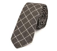 DonDon cravatta di cotone stretta a quadri da uomo 6 cm - marrone
