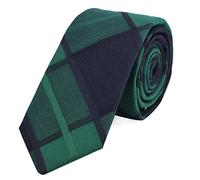 DonDon cravatta di cotone stretta a quadri da uomo 6 cm - verde blu