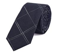 DonDon cravatta stretta a righe da uomo 6 cm cotone - blu notte rigato