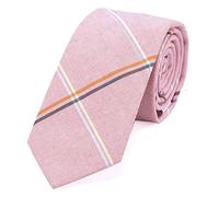 DonDon cravatta stretta a righe da uomo 6 cm cotone - rosa pastello rigato