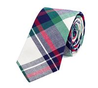 DonDon cravatta stretta a righe e a quadri da uomo 6 cm cotone - blu avorio