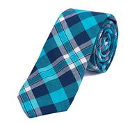 DonDon cravatta stretta a righe e a quadri da uomo 6 cm cotone - blu scuro 2