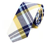 DonDon cravatta stretta a righe e a quadri da uomo 6 cm cotone - crema