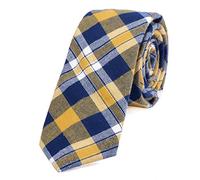 DonDon cravatta stretta a righe e a quadri da uomo 6 cm cotone - giallo blu scuro 2