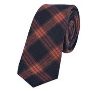 DonDon cravatta stretta da uomo 6 cm cotone - blu scuro-arancio a scacchi