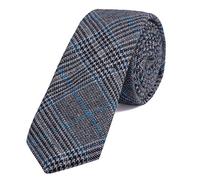 DonDon cravatta stretta da uomo 6 cm cotone - grigio-blu a scacchi