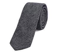 DonDon cravatta stretta da uomo 6 cm cotone - motivo a spina di pesce grigio-nero