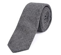 DonDon cravatta stretta da uomo 6 cm cotone - motivo a spina di pesce marrone-beige