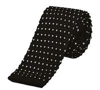 DonDon Cravatta Uomo fatta a maglia 5 cm bianco nera