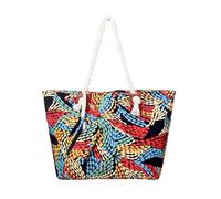 DonDon Grande borsa da spiaggia idrorepellente con cerniera Borsa a tracolla Shopper Mondo Colorato