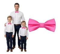 DonDon Papillon bambino ragazzi neonati e uomo effetto seta Rosa, preannodato e regolabile in lunghezza in poliestere - accessorio festivo per matrimoni, comunioni e cerimonie
