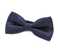 DonDon Papillon Uomo a pois d'argento con gancio blu scuro - già annodato e regolabile