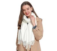DonDon Sciarpa Donna Invernale Sciarpa Inverno Scialle Stola morbida e calda 185 x 65 cm - bianco