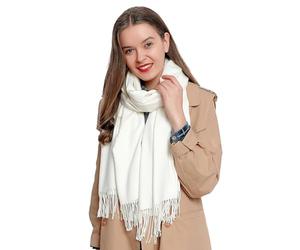 DonDon Sciarpa Donna Invernale Sciarpa Inverno Scialle Stola morbida e calda 185 x 65 cm - bianco