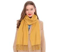DonDon Sciarpa Donna Invernale Sciarpa Inverno Scialle Stola morbida e calda 185 x 65 cm - giallo