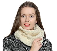 DonDon Sciarpa Donna Invernale Sciarpa Inverno Tubo Sciarpa di lana Loop Tube - bianco