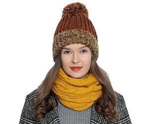 DonDon Sciarpa Donna Invernale Sciarpa Tubo Sciarpa di lana Inverno Loop Tube - giallo