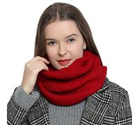 DonDon Sciarpa Donna Invernale Tubo di Lana Loop Tube - Rosso Scuro