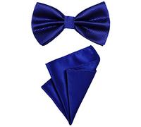 DonDon Set da uomo due pezzi con pochette e papillon coordinati e regolabili blu