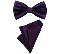 DonDon Set da uomo due pezzi con pochette e papillon coordinati e regolabili melanzana