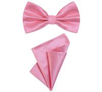 DonDon Set da uomo due pezzi con pochette e papillon coordinati e regolabili rosa fucsia