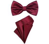 DonDon Set da uomo due pezzi con pochette e papillon coordinati e regolabili rosso bordeaux