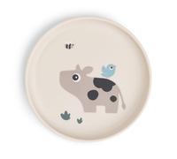 Done by Deer Foodie Piatto Tiny Farm Sand, Ø20 - Piatto di plastica con pratica base antiscivolo - Piatto per bambini in 100% PP di qualità alimentare con TPE antiscivolo
