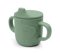 Done by Deer Peekaboo - Tazza con beccuccio in 100% silicone per uso alimentare, infrangibile, con due manici, motivo: elefante Elphee