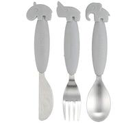 Done By Deer Yummy Plus - Set di posate con impugnatura facile, colore: Grigio