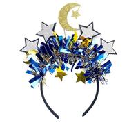 Doneace Ramadan Cerchietto per capelli con stella e luna, accessori per capelli con glitter, per adulti, blu, giallo, argento, con nappa, per Ramadan Kareem, decorazioni per capelli per feste festive,