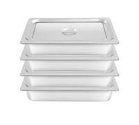 Donened - 4 contenitori riscaldanti in acciaio inox, contenitori per il gas, scalda buffet, 53,5 x 32,5 x 10 cm