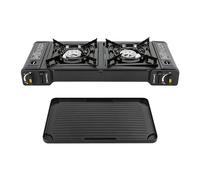 Donened Fornello a Gas da Campeggio a 2 Fuochi, Con Ciotola e Custodia, Piano Cottura per Viaggi