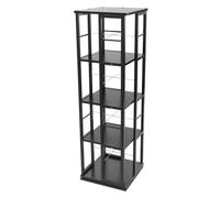Donened - Libreria girevole a 360 gradi, libreria a 4 ripiani, in legno massiccio, multifunzionale, per bambini e adulti, 40 x 40 x 134 cm (nero)