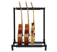 Donened Supporto per Chitarra a 3 Scomparti, Multiplo con Piedini Regolabili per Chitarra Classica, Acustica, Elettrica e Basso Elettrico