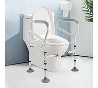 Donened Supporto per WC con braccioli e tappetini antiscivolo, larghezza regolabile, supporto per WC