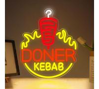 Doner Kebab Insegna al neon colorata Shawarma LED Light Up Grill Bar BBQ Bar Kebab Restaurant Decorazione da parete per negozio di alimentari mediorientale bistrò carne fast food segno