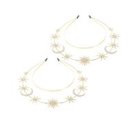 DONFAMDS 2pezzi Cerchietto Elegante Doppio Con Elementi Di Stella Sei Punti e Accessorio Per Cerimonie Feste e Matrimonio Inossidabile Con Cristalli