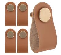 DONFAMDS 6 Pezzi Maniglie per Mobili in Pelle PU Marrone Maniglie per Cassettiere e Porte di Armadi Accessori Pratici per Sostituzione e Arredamento Casa