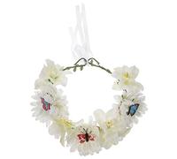 DONFAMDS Fascia per fiori simulata cerchietto per ragazze impostore futura sposa floreale ghirlanda di farfalle corone di fiori fascia per le donne copricapo di fiori tessuto Beige