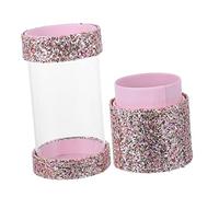 DONFAMDS Porta Pennelli Per Trucco Trasparente Glitter Rosa, Organizer 2 in 1 Contenitori Separabili, Scatola Portaoggetti Per Cosmetici Compatta e Protezione Anti Polvere Per Beauty Case Da Viaggio