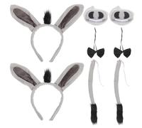 DONFAMDS Set 2 Fasce per Chioma Orecchie da Asino, Naso e Coda Confortevole e Sicuro per Feste in Maschera e Spettacoli Scolastici