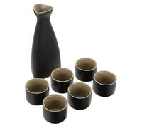 DONFAMDS Set 7 Pezzi Bicchieri da Sakè in Ceramica Bottiglia Vintage Tazze da Vino in Gres per Servizio Sakè e Tè Design Elegante Opaco Adatto per Casa e Ristorazione