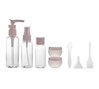DONFAMDS Set 8 Pezzi Contenitori Cosmetici da Viaggio in Plastico Rosa con Spruzzatore, Contagocce e Imbuto, Bottiglie per Lozione Facili da Trasportare con Tenuta per Uso Quotidiano
