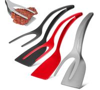 DONFAMDS Set di 3 Pezzi di Spatole in Silicone Multiuso Pinze Compatte, Utensili da Cucina in Pp per Girare Uova e Pancake Manico Ergonomico