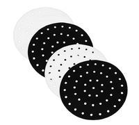 DONFAMDS Tappetino in Silicone Antiaderente per Friggitrice ad Aria e Vaporiera, Resistente Alte Temperature, Set 4 Pezzi Nero e Bianco, Accessorio Cucina Riutilizzabile per Cottura Sana