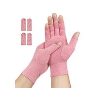 Donfri 2 paia di guanti a compressione per artrite, senza dita, per alleviare il dolore, giocare, digitazioni e polpette, per uomini e donne (M, Rosa)